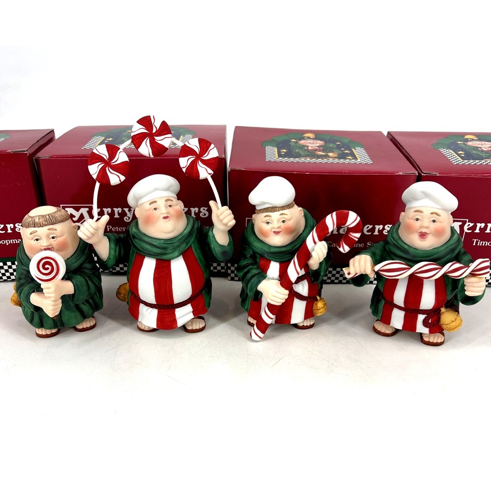 Department 56 Merry Makers 4pc Figurines Candycane Taffy Lollipop Peppermint Box